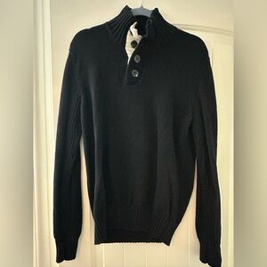 Sean John Black Crewneck Sweater with Button Detail